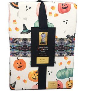 Cynthia Rowley Halloween Tablecloth 70" Round Witch Pumpkin Candy Corn Ghost